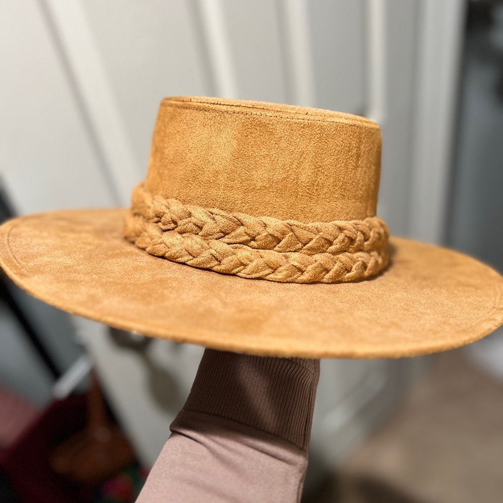 Mustard color Boho hat with braid detail
